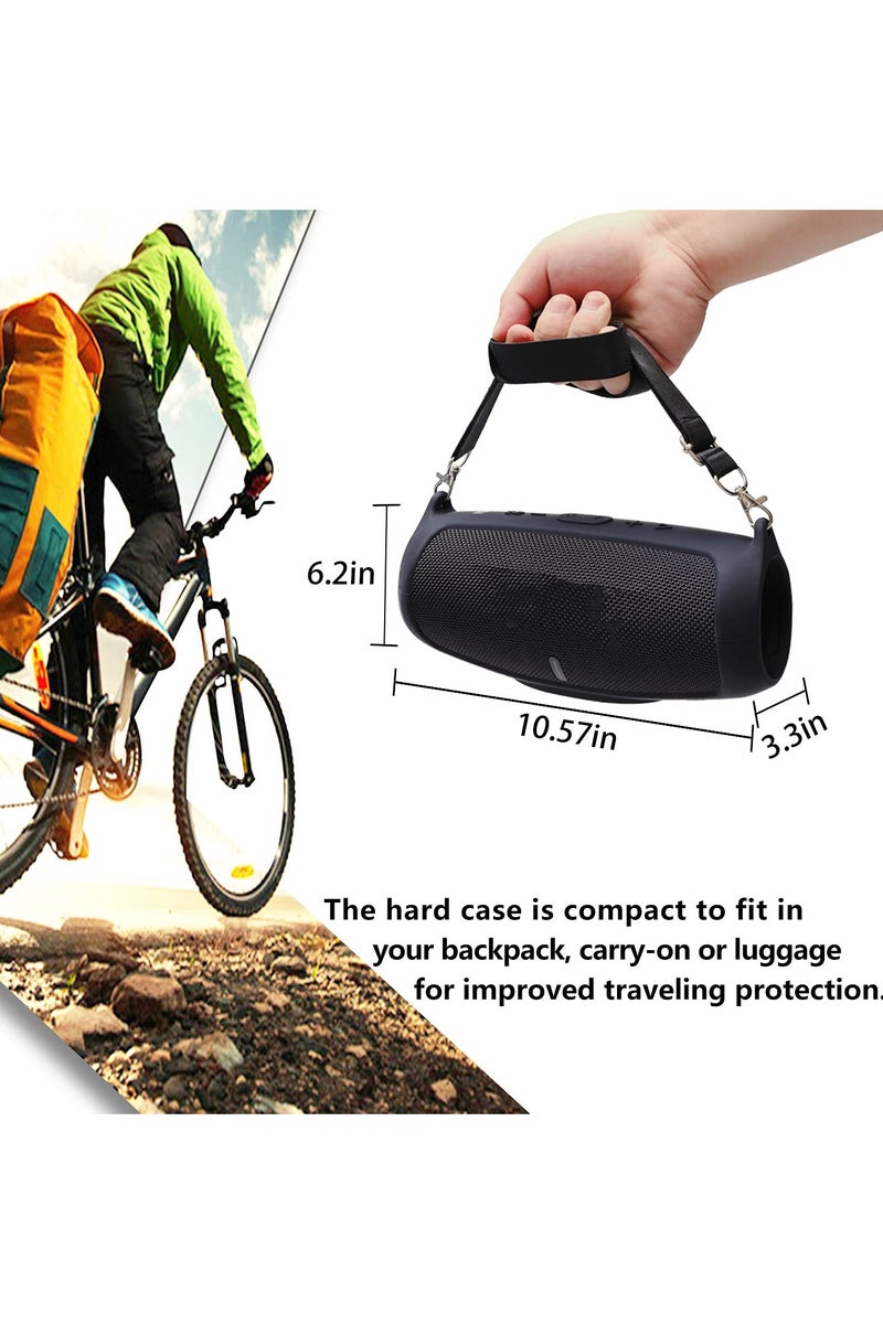 Silicone Case Cover for JBL Charge 5 Speaker Travel Protective Carrying Gel Soft Skin Waterproof Rubber Pouch with Shoulder Strap(Black) - Image 4