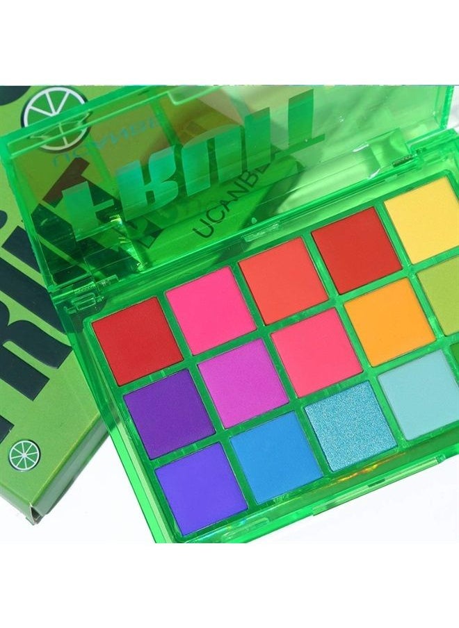 Beauty Searcher - UCANBE 15 Colors Eyeshadow Palette, Matte Shimmer Glitter Neon Makeup Palette Highly Pigment Metallic Nude Blendable Eye Shadow Powder Sweet Party (Fruit Punch) - Image 1