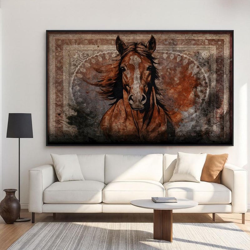 Marktna Horses Design Canvas Painting with Hollow Frame (120x80) 1 Piece - Image 2