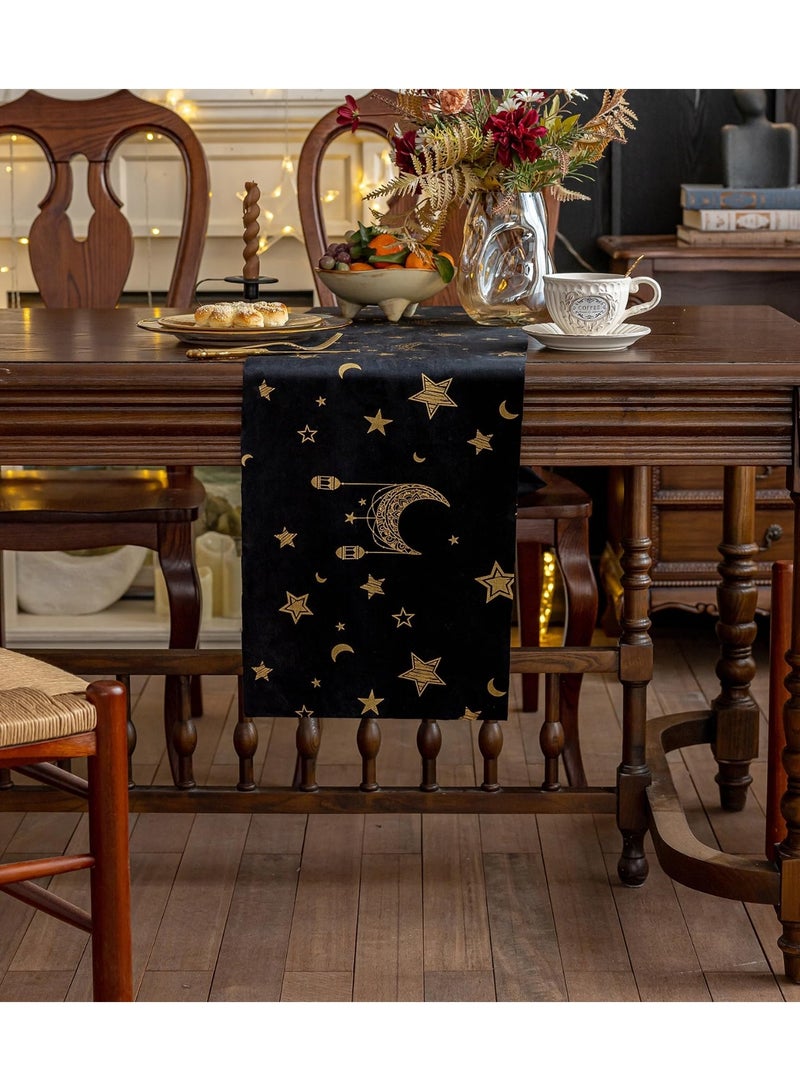 دي آند أل رمضان عيد مبارك عيد الفطر الجدول الجاري النمط القديم عيد الجدول القماش الشريط الطويل للديكور الحزب المنزلي الأسود - Image 2