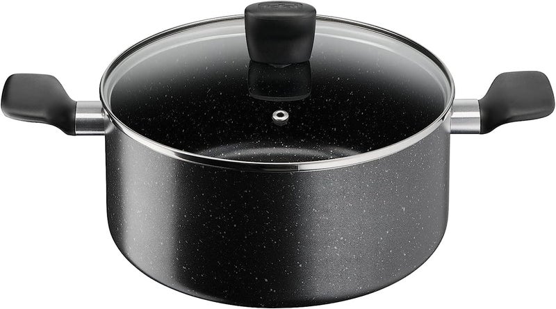 تيفال مجموعة Tefal Dark Stone المكونة من 9 قطع، طقم طهي غير لاصق، طلاء آمن لأواني الطهي، مؤشر حرارة، مقابض مريحة، غطاء زجاجي، B491S985 - Image 2