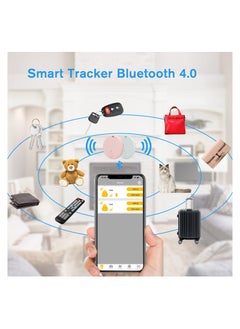 SYOSI 2 Pack Bluetooth Key Finder Locator, Mini Anti Lost Item Finder Tag Key Tracker Alarm For Pet, Key, Wallet, Luggage, Compatible With Ios And Android, Incl Silicone Protective Cases (White and Pink)  - Image 2