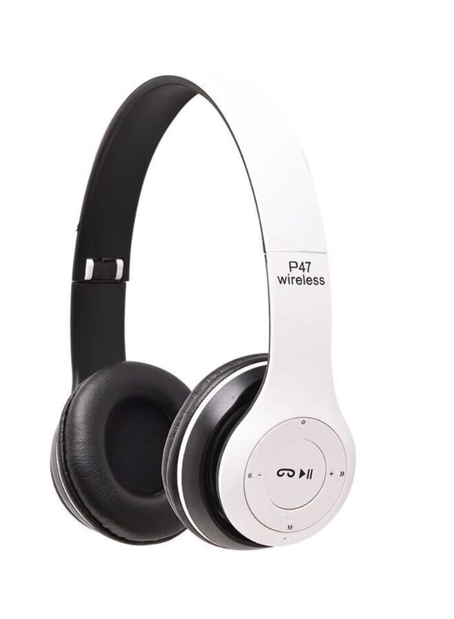P47 Wireless Bluetooth Headset HD Earphones With FM TF Card Slot White - Image 1
