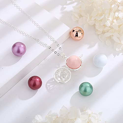 AEONSLOVE Harmony Ball Pregnancy Bola Necklaces Tree of Life Harmony Ball Locket Angel Chime Caller Bell 20mm Mexican Bola Balls Pendant Necklaces for Pregnant Women Mom Gifts - Image 3