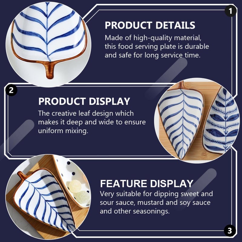 Hand Painted Ceramic Leaf Snack Dish For Sauces Appetizers Party - Image 5