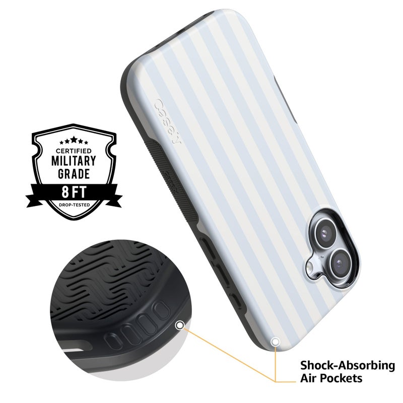 Casely iPhone 17 Case | Blue Stripes | Sunday Best | Bold Protective Design | Compatible with MagSafe - Image 4