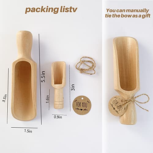KIKINIKO Wooden Scoops 5.5" and 3", 1Big bath salt scoop and 1 mini scoop, Natural Beech Wood Scoops, the mini is for coffee and laundry, the big is for Flour, Bath Salt, Sugar, Cereal - Image 3
