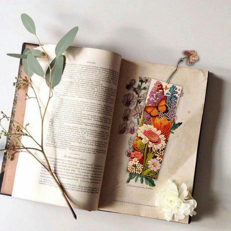 plzzree Diamond Art Bookmarks 4pcs: Acrylic Diamond Bookmarks Kits for Women - Spring Flower Butterfly DIY Bookmark - Adults Small Craft Book Marks Kit Beginner - Image 2