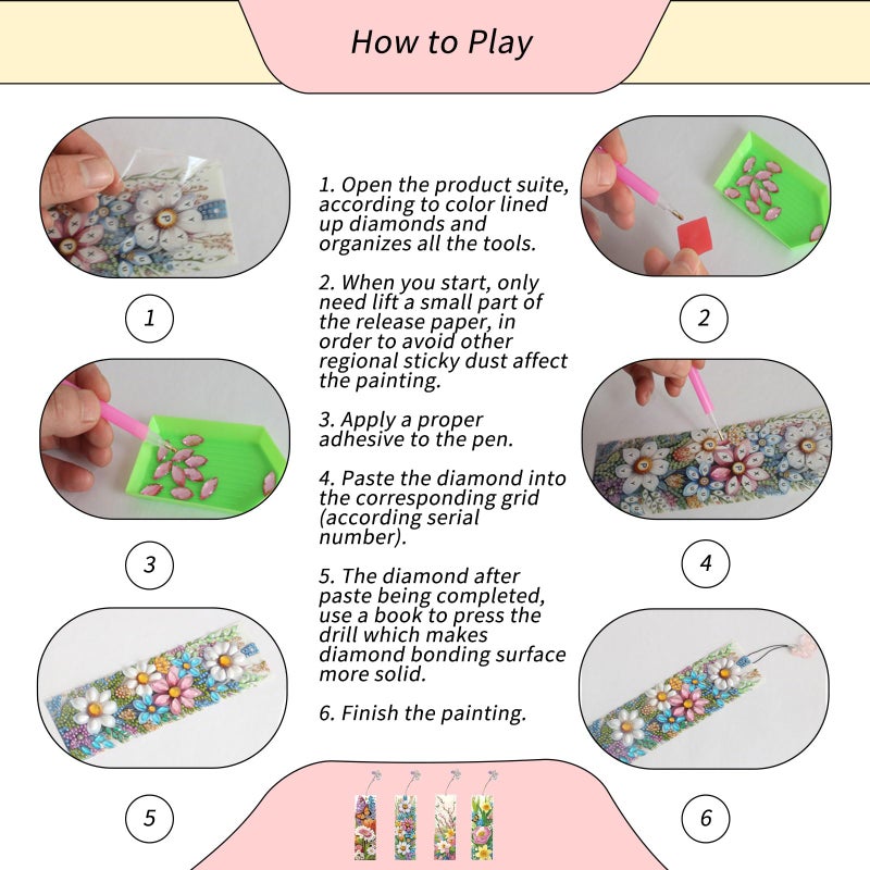 plzzree Diamond Art Bookmarks 4pcs: Acrylic Diamond Bookmarks Kits for Women - Spring Flower Butterfly DIY Bookmark - Adults Small Craft Book Marks Kit Beginner - Image 5