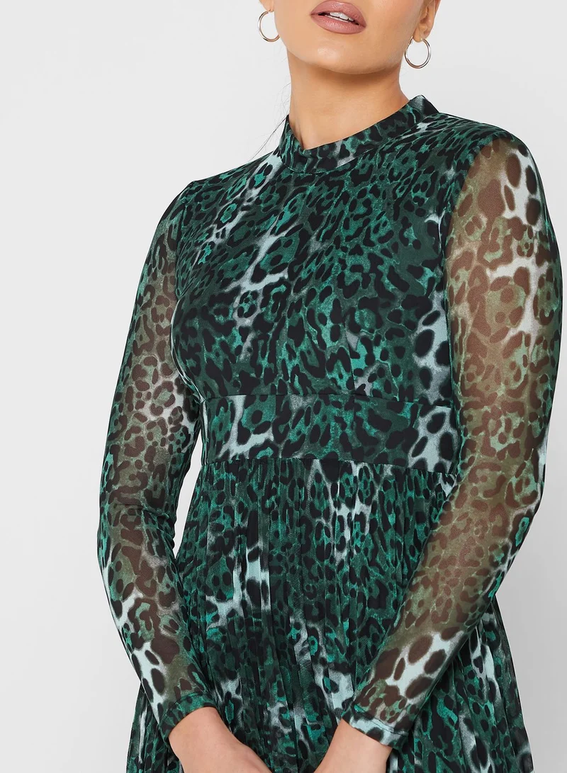 WHISTLES Pleated Lace Detail Dress