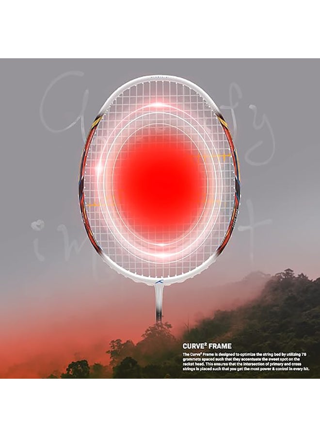 HUNDRED ATOMIC-X 38 CTRL Carbon Fibre Strung Badminton Racket with Full Racket Cover | For Intermediate Players | 83 grams | Maximum String Tension - 38lbs - Image 3