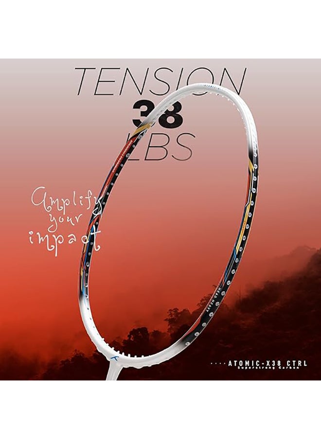 HUNDRED ATOMIC-X 38 CTRL Carbon Fibre Strung Badminton Racket with Full Racket Cover | For Intermediate Players | 83 grams | Maximum String Tension - 38lbs - Image 4