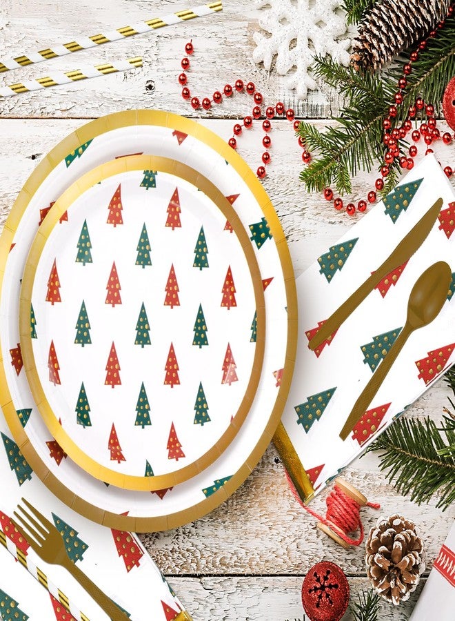 Suclain 202 Pcs Christmas Party Supplies - Merry Bright Banner, Tableware, Dinnerware Set for Xmas Decor, Serves 25 - Image 4