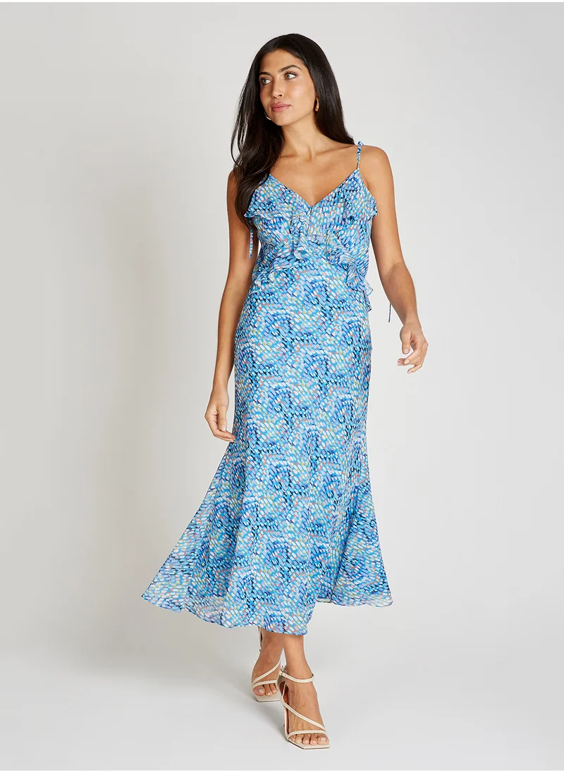 Little Mistress Strappy Chiffon Maxi Dress