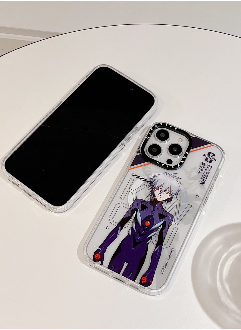 Apple iPhone 15 Pro Max Case,Neon Genesis Evangelion Nagisa Kaworu Magnetic Adsorption Phone Case - Semi transparent