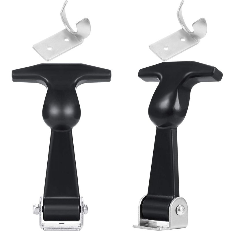 قطعتان من أقفال غطاء المحرك المطاطية المرنة المصنوعة من الفولاذ المقاوم للصدأ، بمقبض على شكل حرف T، مع أقواس تثبيت، مناسبة لخزائن الأدوات ومحركات السيارات وأغطية المحركات. - Image 5