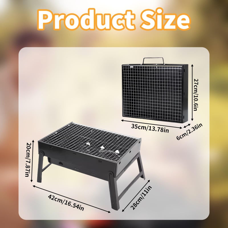 DYUEE Portable BBQ Grill Foldable Barbecue Grill Rack Easy-to-use Burning Charcoal Grill Rust-free Stainless Steel Smoker Travel BBQ Grill for Outdoor Travel Hiking Camping Garden Terrace Picnic - Image 2