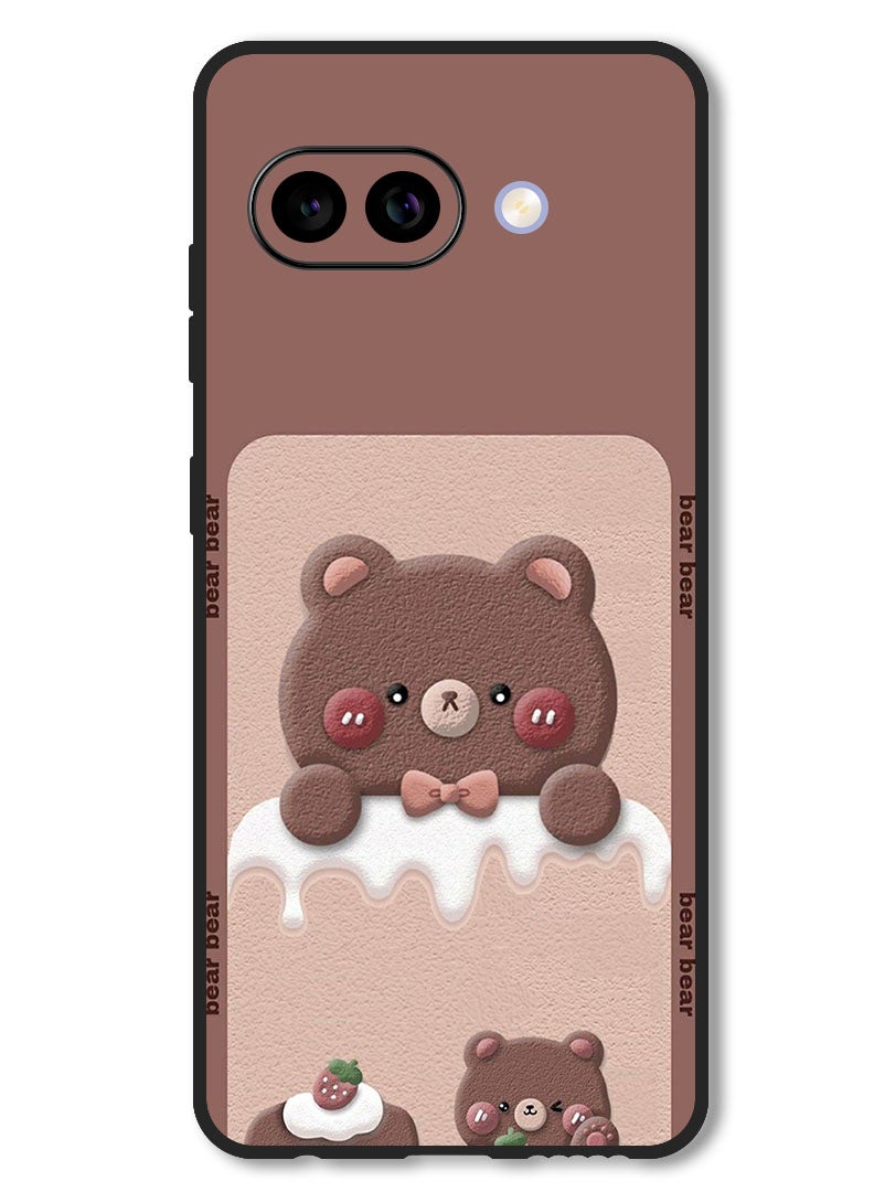 Theodor Case Compatible with Google Pixel 9A Protection Shockproof Bumper Cover Bear Strawberry - Image 1