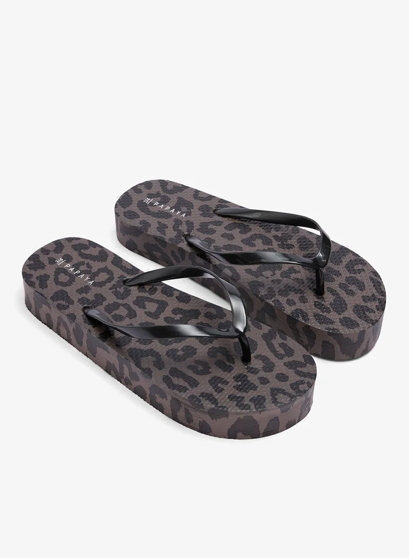 ماتلان Mocha Animal Print Platform Flip Flops