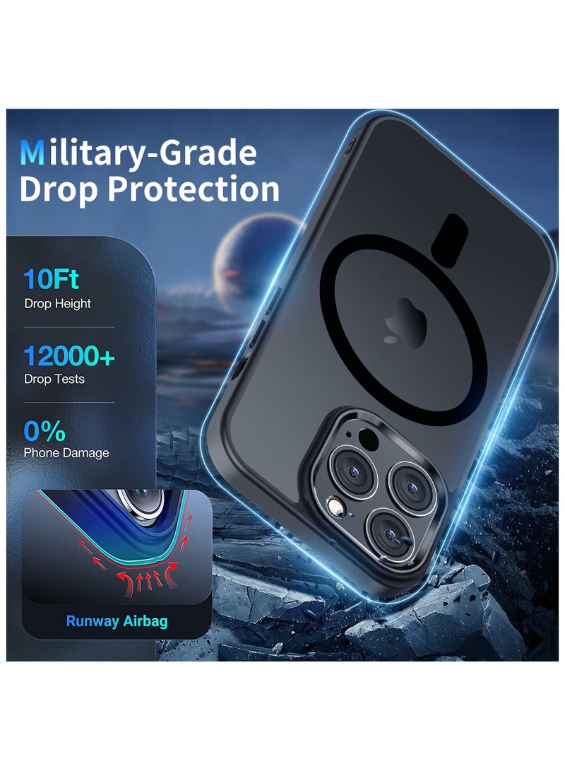 INFOSUN iPhone 12 Pro Max MagSafe Case Cover Slim thin Anti-Yellow Shockproof Protection Hard Scratch-Resistant Back Grade Clear Case for Apple iPhone 12 Pro Max 6.7 inch - Black - Image 3