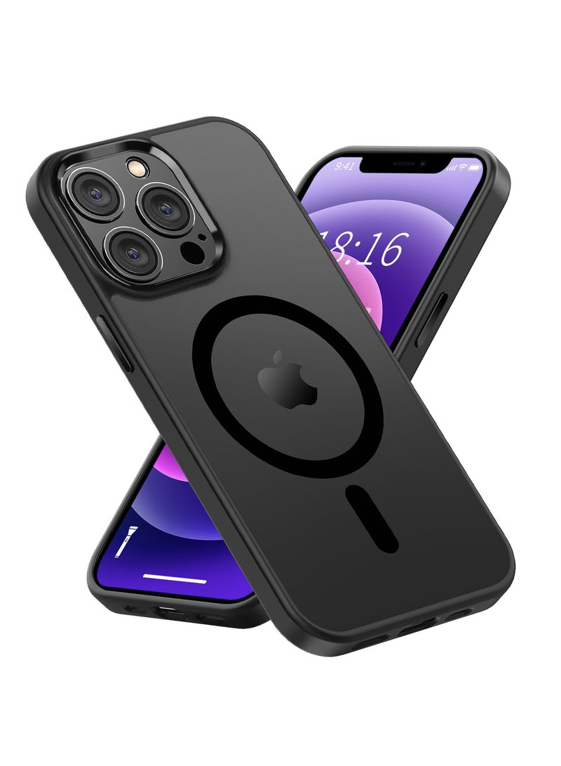 INFOSUN iPhone 12 Pro Max MagSafe Case Cover Slim thin Anti-Yellow Shockproof Protection Hard Scratch-Resistant Back Grade Clear Case for Apple iPhone 12 Pro Max 6.7 inch - Black - Image 1