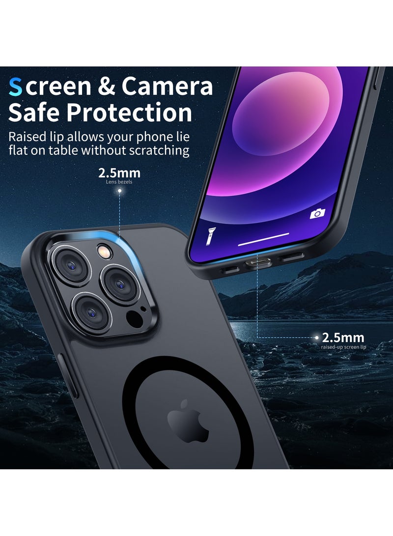 INFOSUN iPhone 12 Pro Max MagSafe Case Cover Slim thin Anti-Yellow Shockproof Protection Hard Scratch-Resistant Back Grade Clear Case for Apple iPhone 12 Pro Max 6.7 inch - Black - Image 4