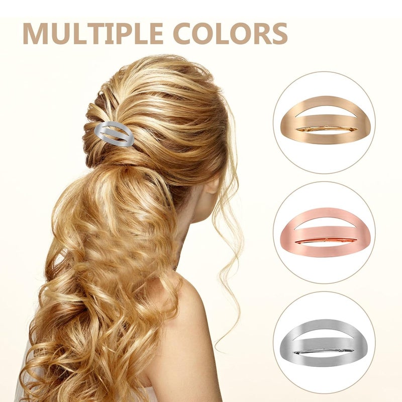 Cabilock 3pcs Women's Metal Hair Claw Clips Hollow Geometric Curved Barrette Set Non-slip Hairpins for Fashion Styling in Gold Silver Rose Gold - Image 3
