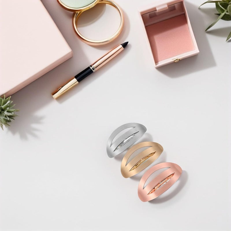 Cabilock 3pcs Women's Metal Hair Claw Clips Hollow Geometric Curved Barrette Set Non-slip Hairpins for Fashion Styling in Gold Silver Rose Gold - Image 5