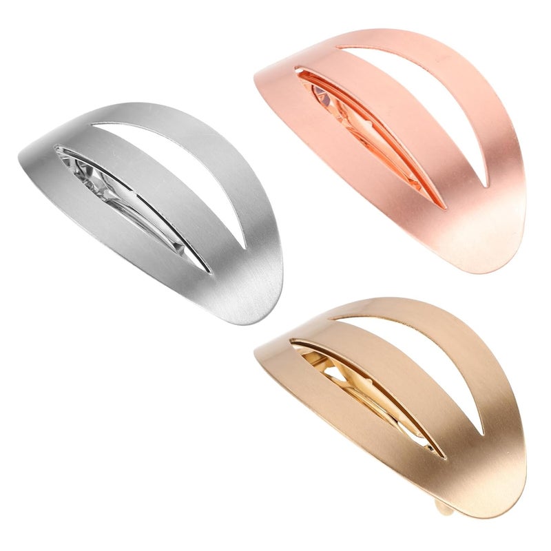 Cabilock 3pcs Women's Metal Hair Claw Clips Hollow Geometric Curved Barrette Set Non-slip Hairpins for Fashion Styling in Gold Silver Rose Gold - Image 1