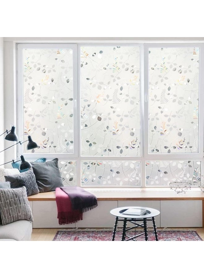 Lemon Cloud Window Privacy Film, No-Adhesive Static Decorative Window Film, Frosted Stained Glass Window Cling 3D Leaf Design - Image 3