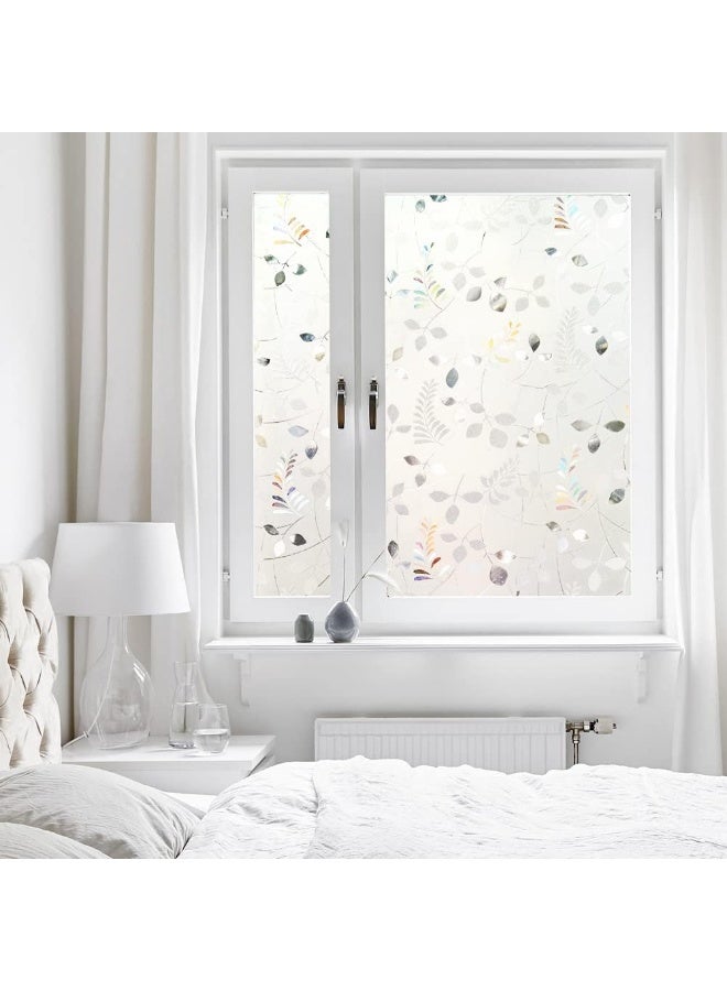 Lemon Cloud Window Privacy Film, No-Adhesive Static Decorative Window Film, Frosted Stained Glass Window Cling 3D Leaf Design - Image 4