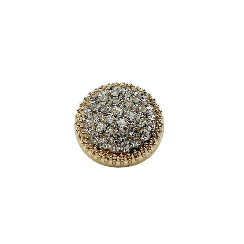 vingol 10PCS Round Metal Rhinestone Buttons for Clothing DIY Sewing Accessories Wedding Decaration Wholesale Luxury Fashion Decor Button (Gold, 23mm) - Image 1