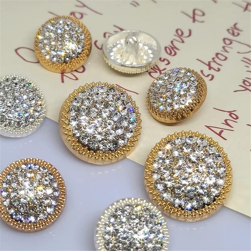 vingol 10PCS Round Metal Rhinestone Buttons for Clothing DIY Sewing Accessories Wedding Decaration Wholesale Luxury Fashion Decor Button (Gold, 23mm) - Image 3