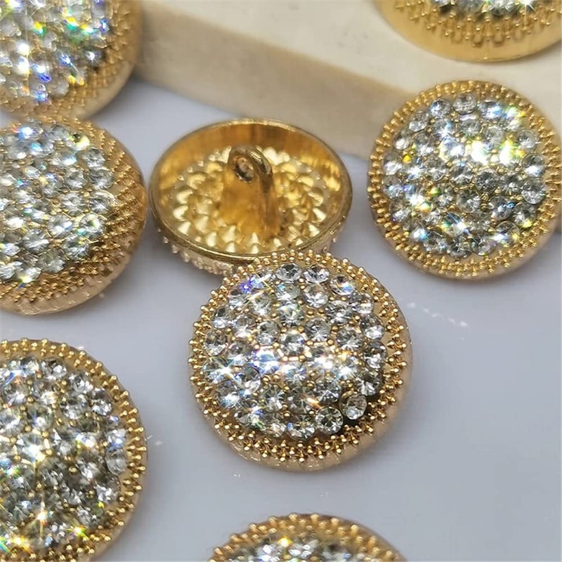 vingol 10PCS Round Metal Rhinestone Buttons for Clothing DIY Sewing Accessories Wedding Decaration Wholesale Luxury Fashion Decor Button (Gold, 23mm) - Image 4