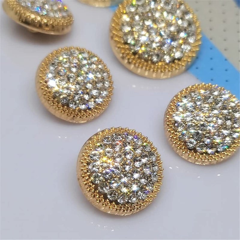 vingol 10PCS Round Metal Rhinestone Buttons for Clothing DIY Sewing Accessories Wedding Decaration Wholesale Luxury Fashion Decor Button (Gold, 23mm) - Image 2