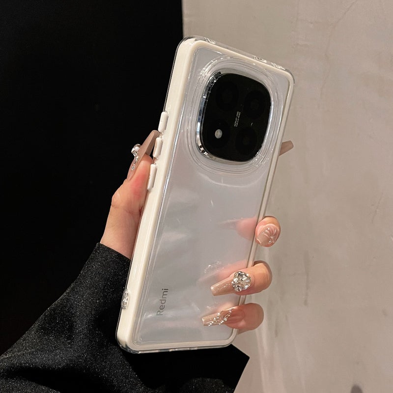 غطاء واقي لـ Redmi Note 14 باللون أبيض مع حماية من السقوط وتبديد الحرارة مع مقاوم للصدمات مع تغطية كاملة عملي للاستخدام المتكرر خفيف الحمل للتخزين العملي - Image 1