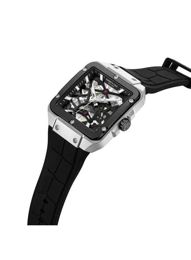 Kenneth Cole New York Gotham Men's 41.5mm Automatic Watch with Black Dial & Black Silicone Strap