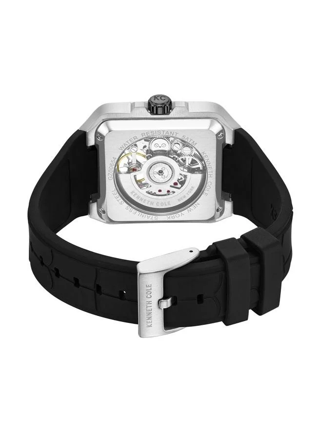 Kenneth Cole New York Gotham Men's 41.5mm Automatic Watch with Black Dial & Black Silicone Strap