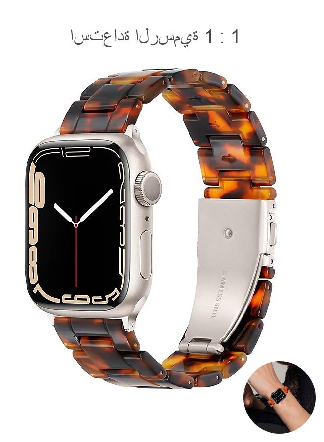 سوار رياضي لساعة Apple 49 مم 45 مم 44 مم 42 مم، حزام حلقة من مادة الراتنج PC لسلسلة iWatch Ultra/8/7/SE/6/5/4/3/2/1 (بني) - Image 1