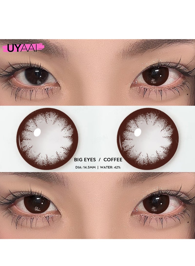 يواي عدسات ملونة سنوية بعيون كبيرة وعدسات بنية اللون، عدسات لاصقة تجميلية للجنسين، عدسات عصرية رائجة،  42٪ عدسات لاصقة ناعمة - Image 2