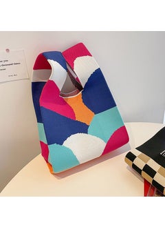 New Panda Vest-Style Tote Knitted Bag Large Capacity Shoulder Bag Color block geometry