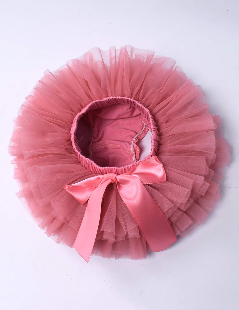 Tutu.kk Baby Girls Tutu Bloomers Diaper Cover Cotton Tulle Bloomers and Headband Set Coral 3-6 Month - Image 3