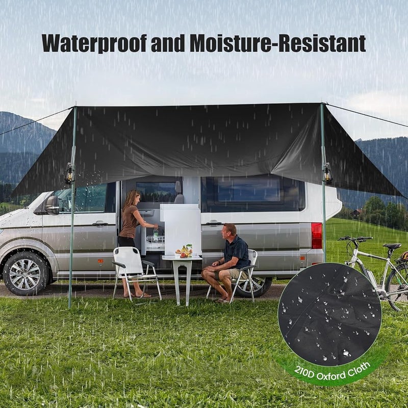 Trsaow Car Awning Camping Universal Large Awning SUV Sun Shelter with Suction Cups Waterproof Oxford Fabric Car Canopy for Camping - Image 5