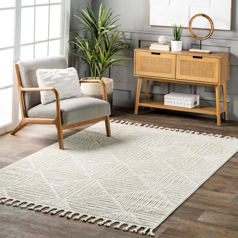 nuLOOM Kerry Geometric 3x5 Accent Rug for Living Room Bedroom Dining Room Entryway Cream
