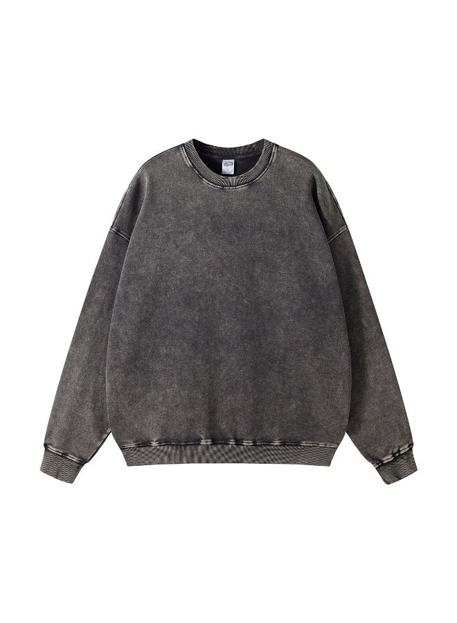 NIBEMINENT Retro Autumn Men Batik Washed Cotton Sweatshirts Unisex Loose Terry O Neck Pullovers Streetwears - Image 1