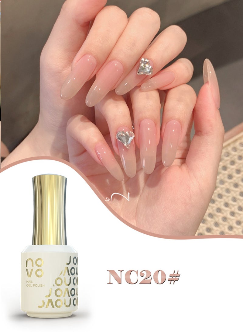نوفو طلاء أظافر جل، أظافر جل شفاف، سريع الجفاف بالأشعة فوق البنفسجية ومصباح LED، طلاء جل يدوم طويلاً لعمل مانيكير بنفسك، فن الأظافر في المنزل أو الصالون 12 مل-NC20# - Image 2