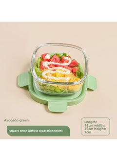High Borosilicate Glass Fresh-keeping Bowl With Lid Microwave Oven Partition Household Bento Box Family Glass Bowl Heating Lunch Box-Specifications:Square Without Interval 640ml-Color:Pink