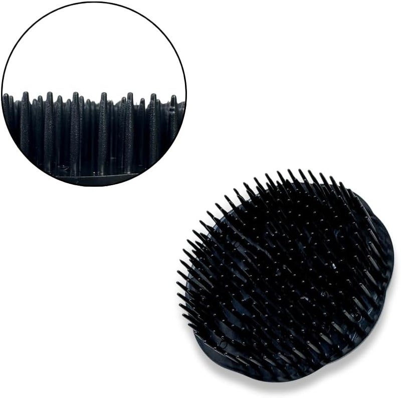 Glitters Scalp Massage Comb, Shampoo Scrubber with Handle - Black Round - Image 2