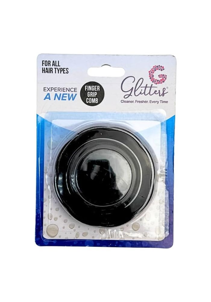Glitters Scalp Massage Comb, Shampoo Scrubber with Handle - Black Round - Image 5