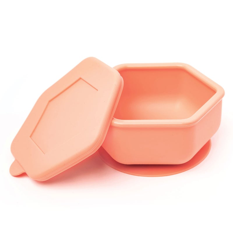 Tiny Twinkle Silicone Suction Bowl with Lid for Baby and Toddler - 100% Silicone - BPA Free - Microwave Safe - Suction Bowls For Baby, Snack Containers For Toddlers (Coral) - Image 1